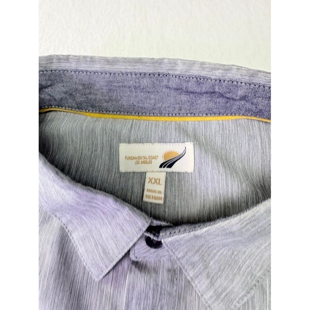 Fundamental Coast Shirt Mens XXL Grey‎ Short Sleeve Slub Button Down - Picture 5 of 8
